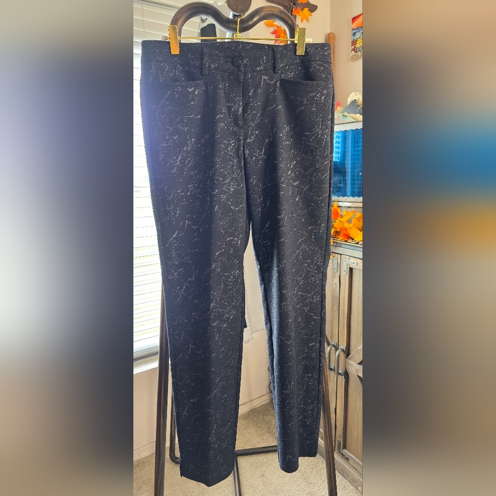 Cambio Black Lace Marble Patterned Women's Trousers Size 8